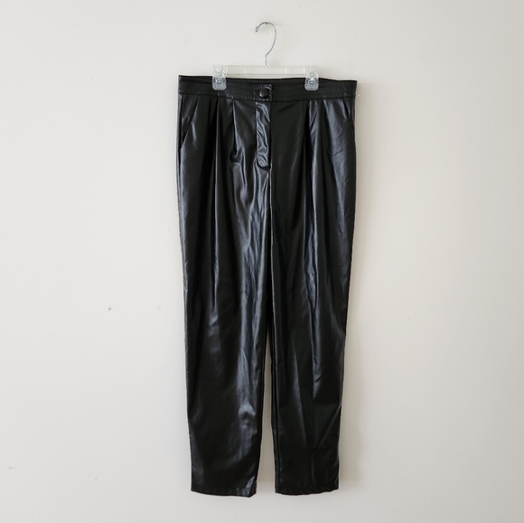 Princess Polly Love Club Faux Leather Straight Leg Pants Black 12 - Picture 6 of 11